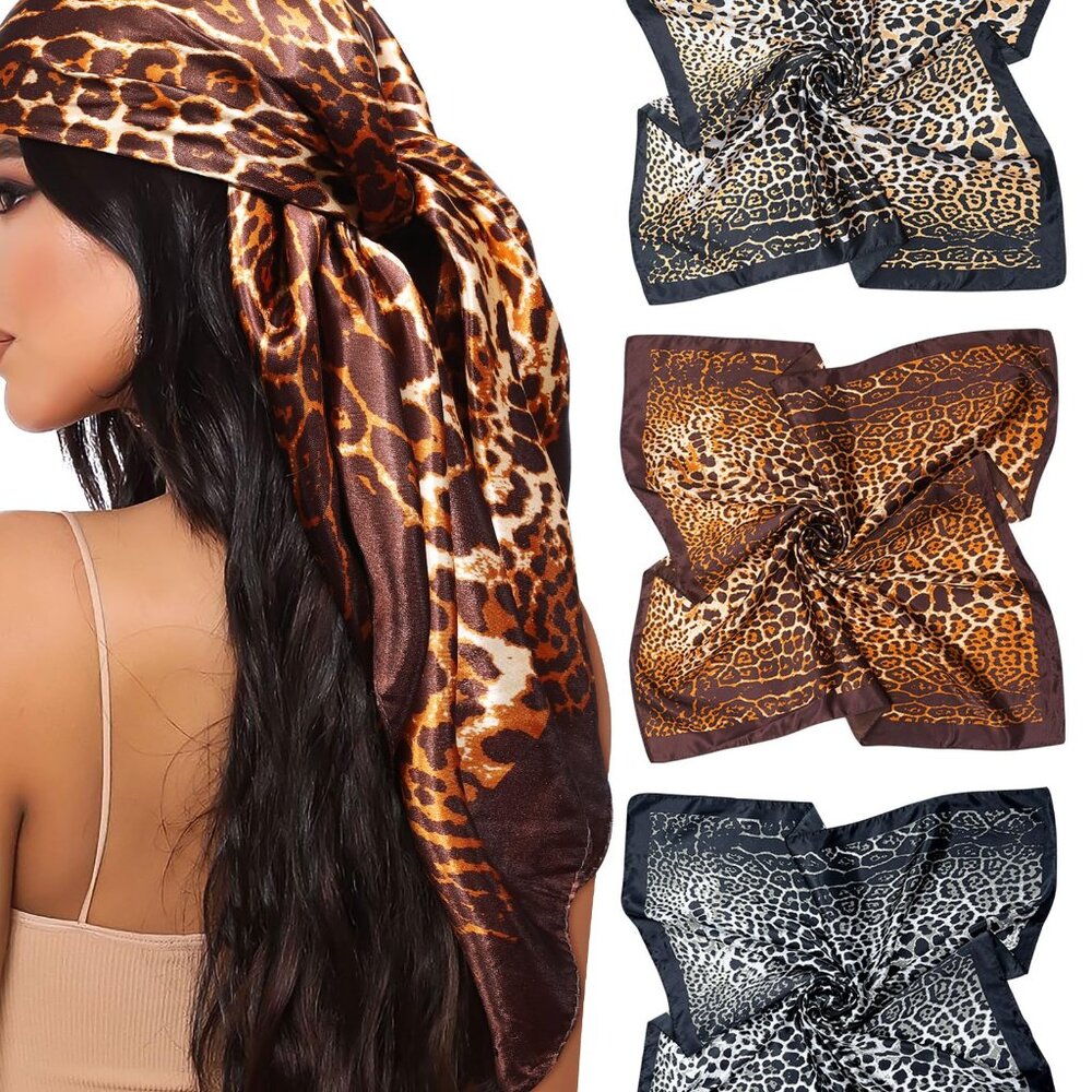 Silk-Like Satin Square Headscarf Set 3 Pack Elegant Chic Versatile Accessory